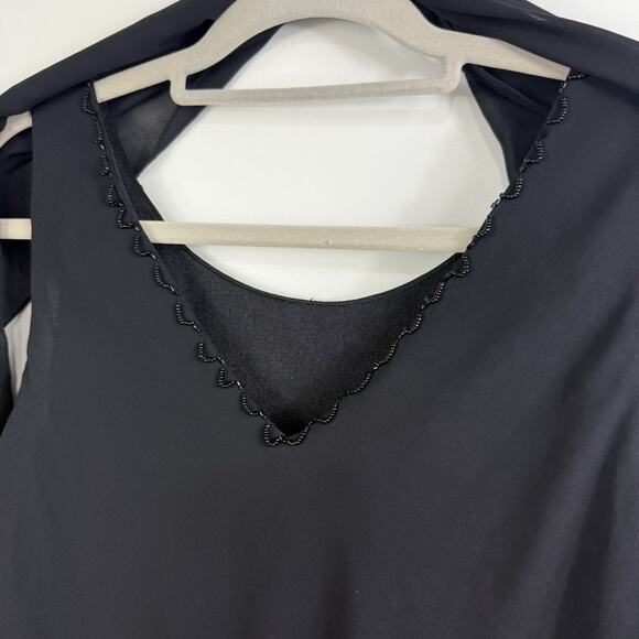 Whimsygoth Black KM Collection Maxi Dress & Scarf 10 Sequin Beaded Ruffle - Picture 12 of 16